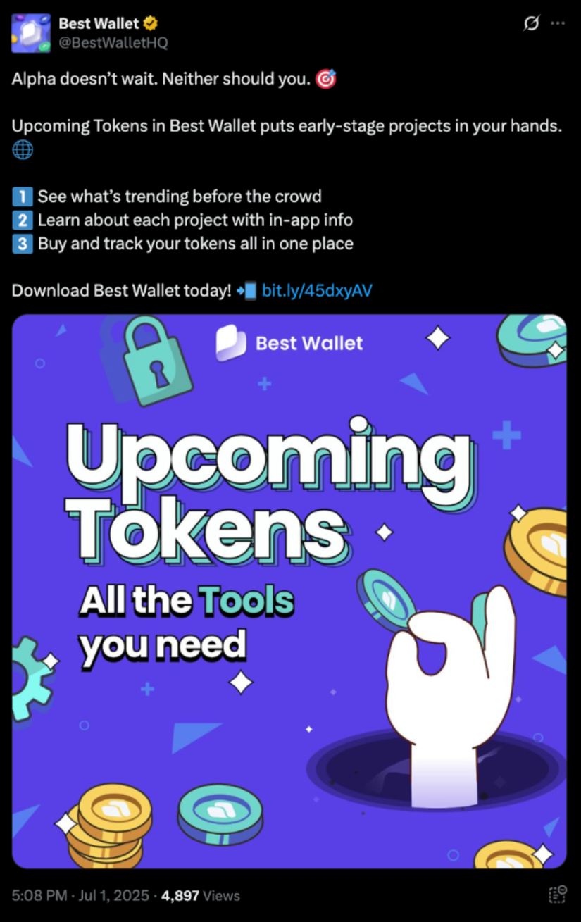 Best Wallet’s Upcoming Tokens feature