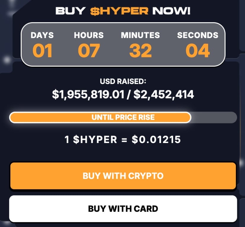 Buy Bitcoin Hyper in the presale phase