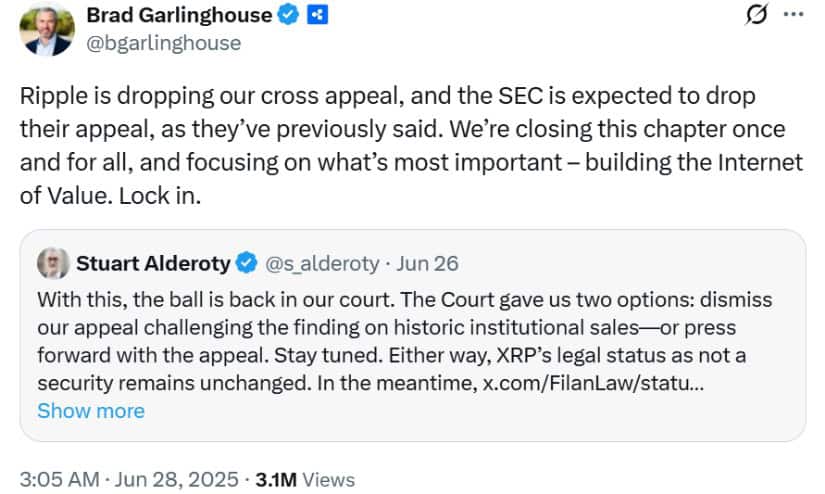 Ripple Withdraws Appeal, Clearing Legal Clouds