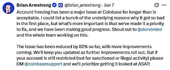Coinbase Account Freezing